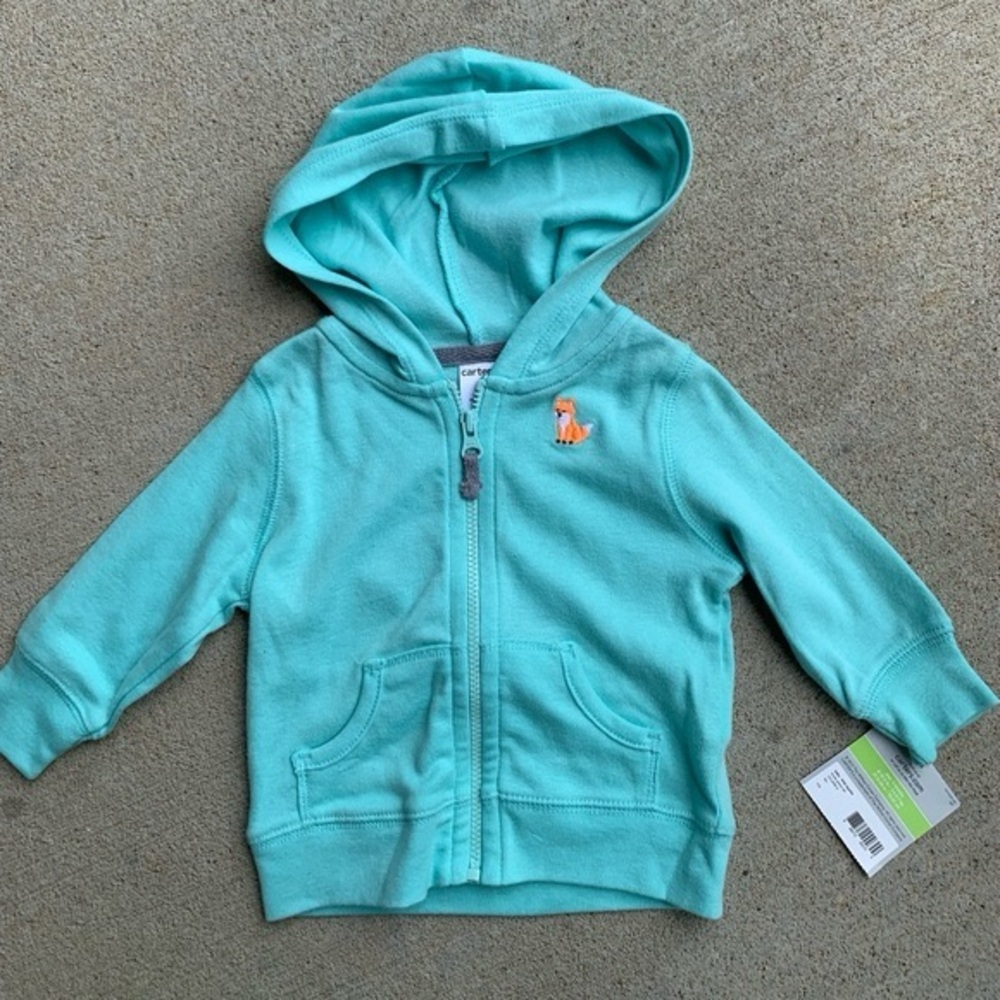 👶 new Carter's Blue Zip-Up Sweatshirt Vibrant Casual Hoodie nb Box4